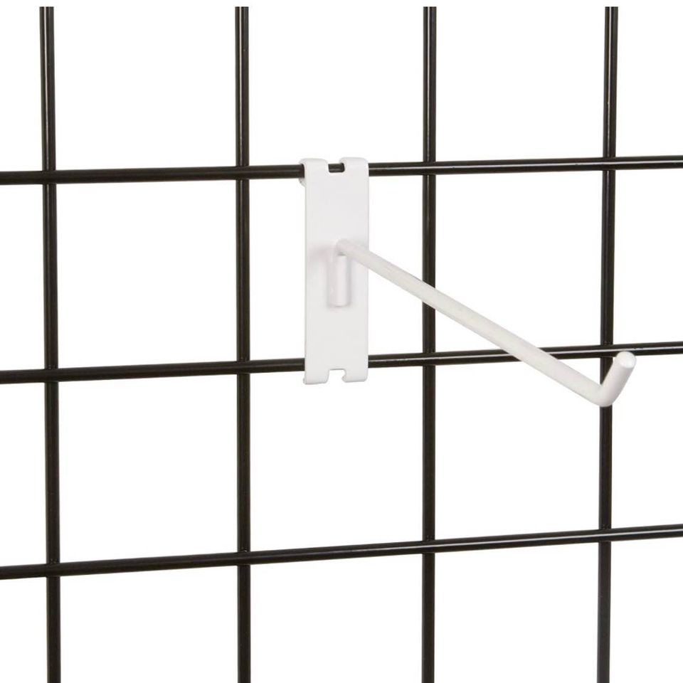 RETAIL DISPLAY: (Qty 24) White 4" Grid Wall Peg Hooks