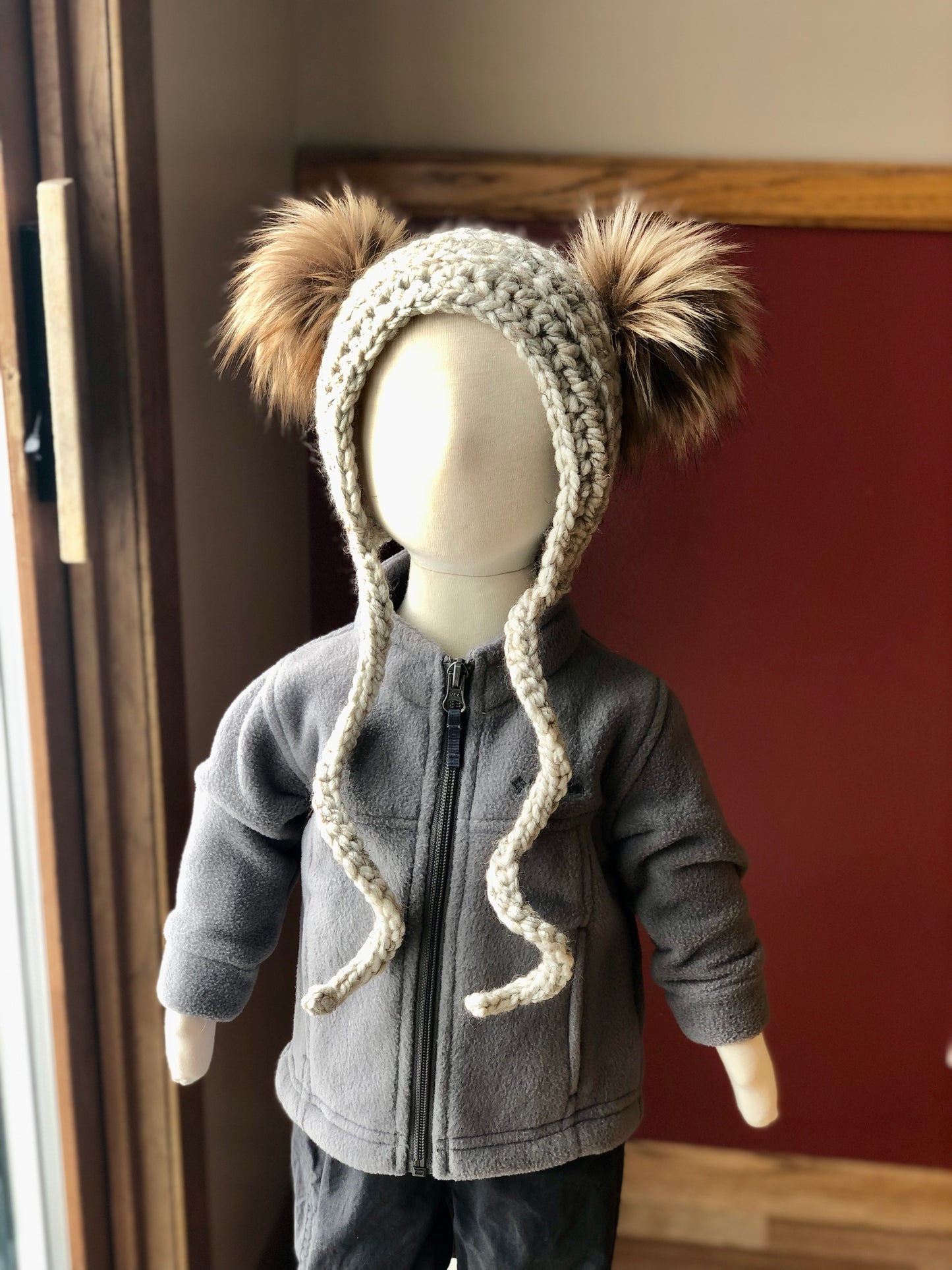 Crochet Pattern for Double Pom Fur Trim Bonnet | Crochet Double Pom Bonnet Pattern | Fur Trim Baby Bonnet Crocheting Pattern | DIY Written Crochet Instructions