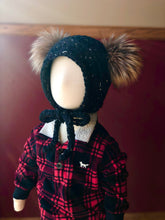 Load image into Gallery viewer, 0-6 Months Double Pom Bonnet  | Premium Handmade | Detachable Faux Fur Pom Poms  |  Ready To Ship
