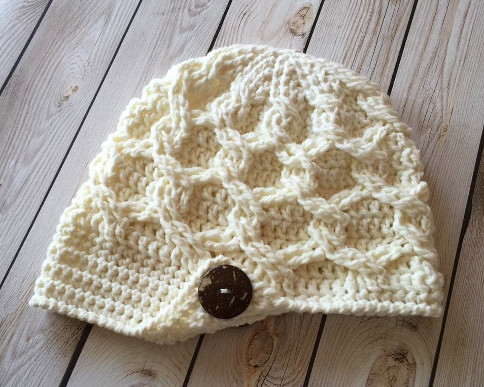 Crochet Pattern for Chunky Chain Link Slouchy Newsboy Beanie | Crochet Hat Pattern | Hat Crocheting Pattern | DIY Written Crochet Instructions
