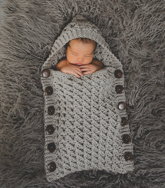 Crochet Pattern for Windchill Hooded Button Up Baby Cocoon | Crochet Hooded Cocoon Pattern | Baby Cocoon Crocheting Pattern | DIY Written Crochet Instructions