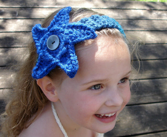Crochet Pattern for Mermaid Headband with Starfish or Anemone Flower | Crochet Headband Pattern | Headband Crocheting Pattern | DIY Written Crochet Instructions