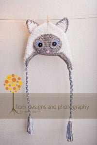 Crochet Pattern for Siamese Cat Hat | Crochet Hat Pattern | Hat Crocheting Pattern | DIY Written Crochet Instructions
