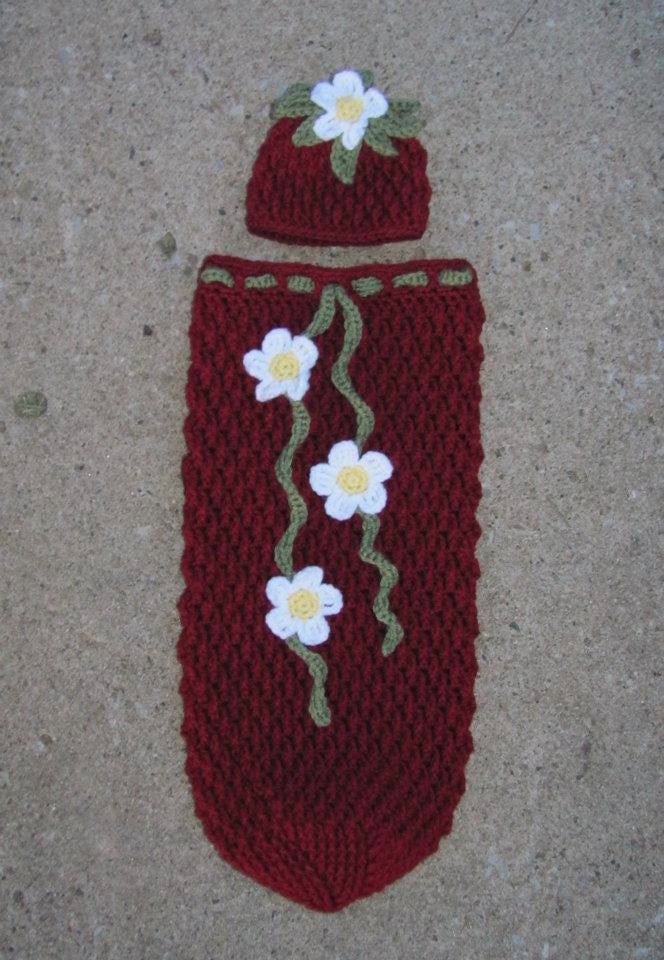 Crochet Pattern for Berrylicious Baby Cocoon | Crochet Snuggle Sack Pattern | Strawberry Baby Cocoon Crocheting Pattern | DIY Written Crochet Instructions