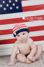 Load image into Gallery viewer, Crochet Pattern for Patriotic Stars &amp; Stripes Olympic Beanie | Crochet Hat Pattern | Hat Crocheting Pattern | DIY Written Crochet Instructions
