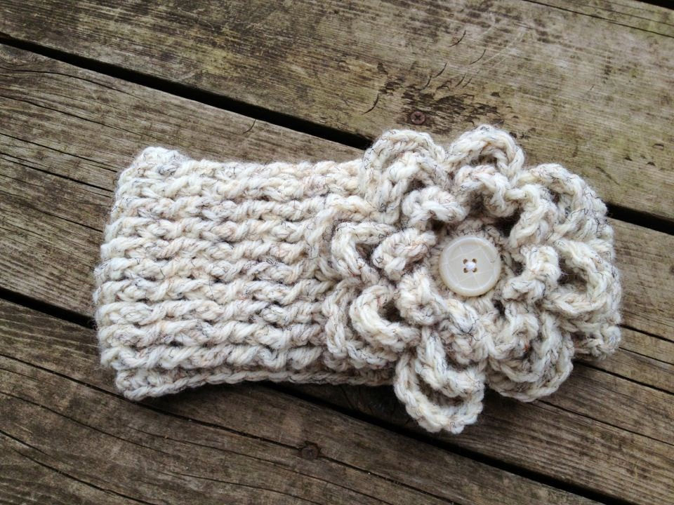 Crochet Pattern for Chunky Ribbed Ear Warmer Headband with Rose | Crochet Hat Pattern | Hat Crocheting Pattern | DIY Written Crochet Instructions