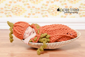 Crochet Pattern for Halloween Chunky Pumpkin Beanie Hat and Baby Cocoon | Crochet Pumpkin Cocoon Pattern | Baby Cocoon Crocheting Pattern | DIY Written Crochet Instructions