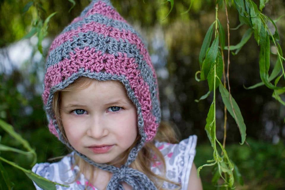 Crochet Pattern for Chevron Pixie Bonnet | Crochet Baby Bonnet Pattern | Baby Hat Crocheting Pattern | DIY Written Crochet Instructions