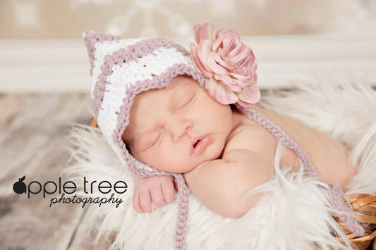 Crochet Pattern for Chevron Pixie Bonnet | Crochet Baby Bonnet Pattern | Baby Hat Crocheting Pattern | DIY Written Crochet Instructions