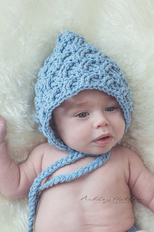 Crochet Pattern for Diagonal Weave Pixie Bonnet | Crochet Baby Bonnet Pattern | Baby Hat Crocheting Pattern | DIY Written Crochet Instructions