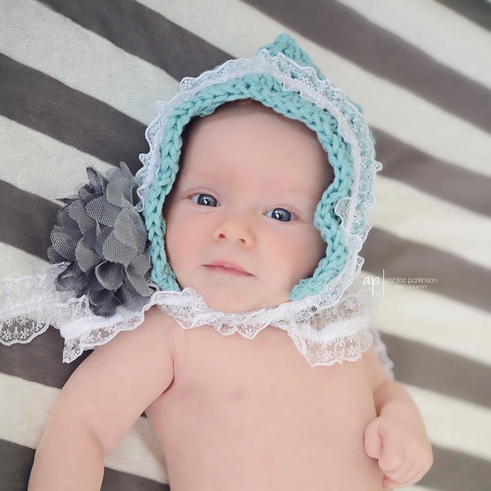 Lacy crochet best sale baby bonnet