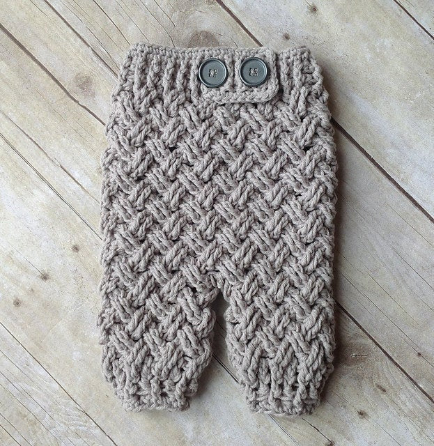 Crochet Pattern for Diagonal Weave Baby Pants | Crochet Baby Pants Pattern | Baby Pants Crocheting Pattern | DIY Written Crochet Instructions