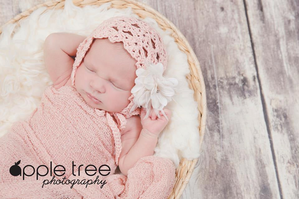 Crochet Pattern for Chantilly Baby Bonnet | Crochet Baby Bonnet Pattern | Baby Hat Crocheting Pattern | DIY Written Crochet Instructions