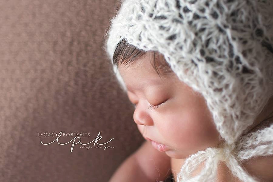 Crochet Pattern for Mohair Vivian Baby Bonnet | Crochet Baby Bonnet Pattern | Baby Hat Crocheting Pattern | DIY Written Crochet Instructions