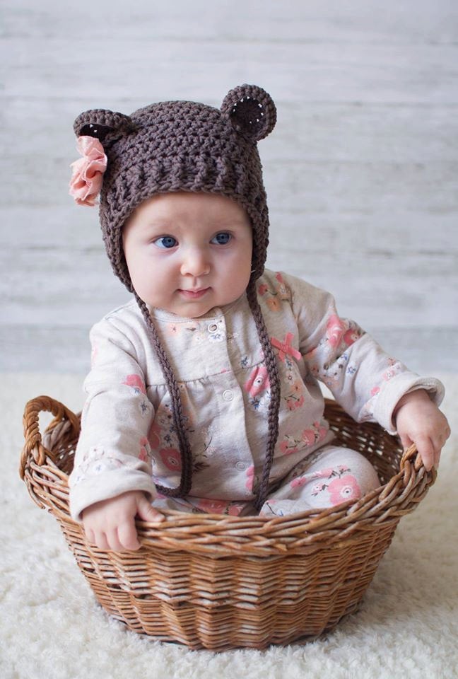 Crochet Pattern for Ribbed Baby Bear Bonnet | Crochet Baby Bonnet Pattern | Baby Hat Crocheting Pattern | DIY Written Crochet Instructions