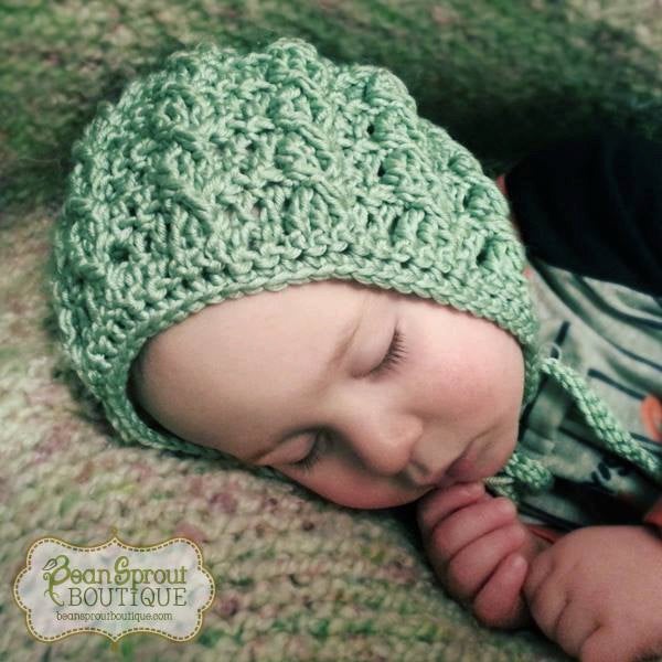 Crochet Pattern for Cable Cross Baby Bonnet | Crochet Baby Bonnet Pattern | Baby Hat Crocheting Pattern | DIY Written Crochet Instructions