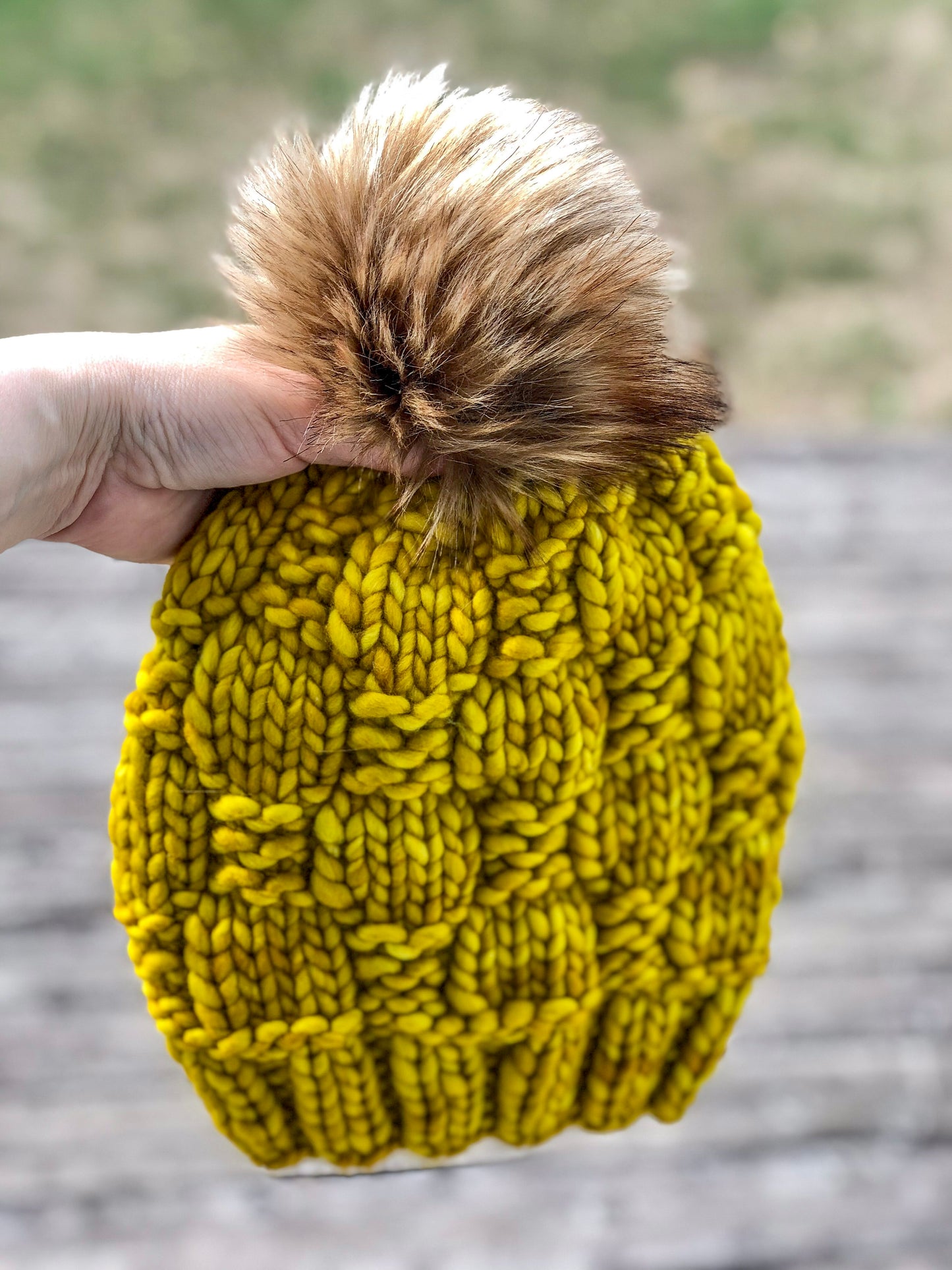 Checkerboard Slouch | LUXURY Handmade 100% Merino Wool Knit Beanie | Malabrigo Rasta | Detachable Faux Fur Pom Pom | ADULT size | Ready To Ship