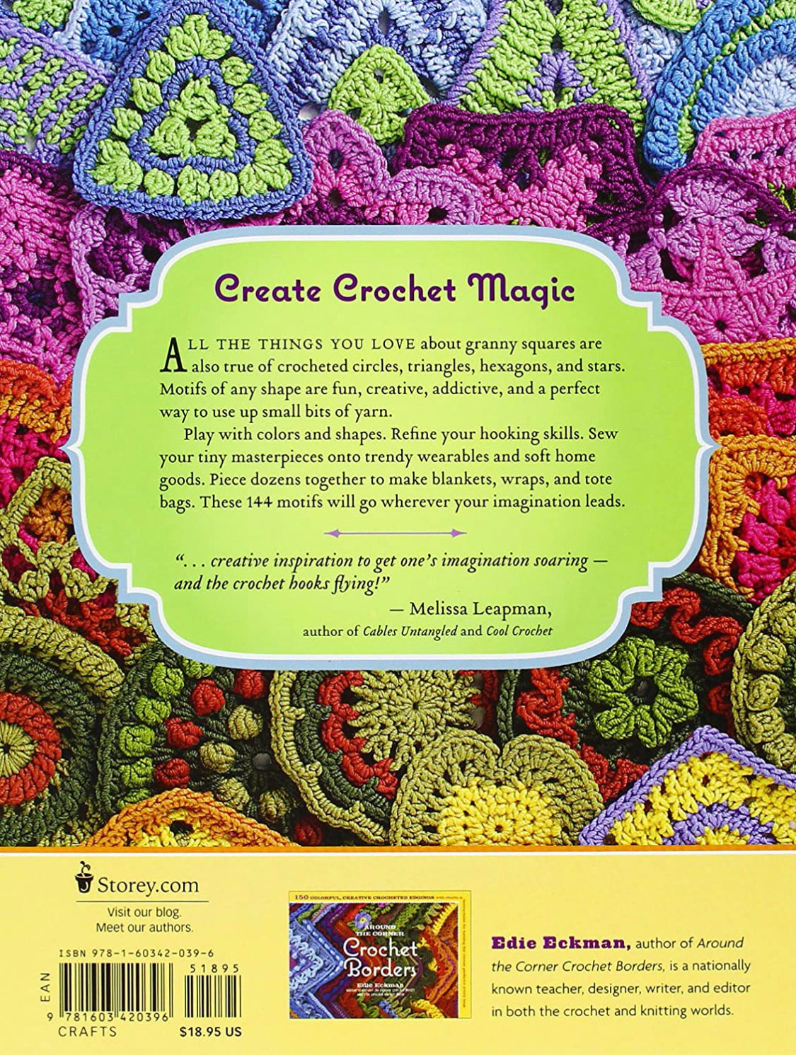 CROCHET BOOK:  Beyond the Square Crochet Motifs: 144 circles, hexagons, triangles, squares, and other unexpected shapes by Edie Eckman (spiral edition)