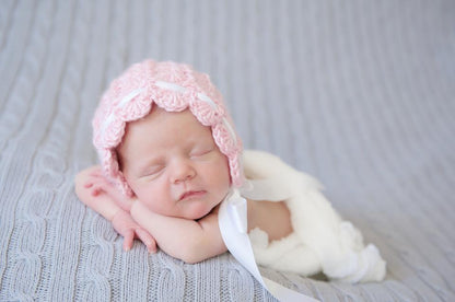 Crochet Pattern for Ashlyn Baby Bonnet | Crochet Baby Bonnet Pattern | Baby Hat Crocheting Pattern | DIY Written Crochet Instructions