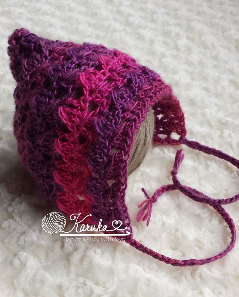 Crochet Pattern for Diagonal Spike Stitch Pixie Bonnet | Crochet Baby Bonnet Pattern | Baby Hat Crocheting Pattern | DIY Written Crochet Instructions