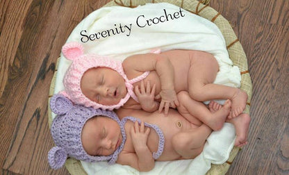 Crochet Pattern for Ribbed Baby Bear Bonnet | Crochet Baby Bonnet Pattern | Baby Hat Crocheting Pattern | DIY Written Crochet Instructions