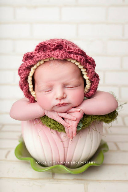 Crochet Pattern for Flower Baby Bonnet | Crochet Baby Bonnet Pattern | Baby Hat Crocheting Pattern | DIY Written Crochet Instructions