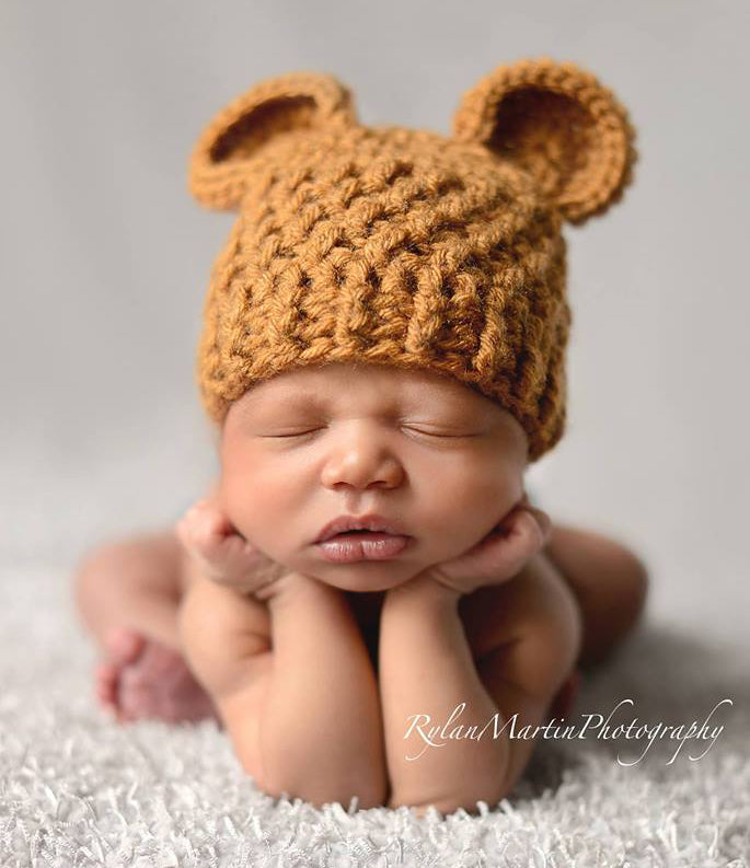 Crochet Pattern for Baby Bear Beanie | Crochet Baby Beanie Pattern | Baby Hat Crocheting Pattern | DIY Written Crochet Instructions