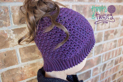 Crochet Pattern for Kaycee Ponytail or Messy Bun Beanie Hat (DIY Tutorial) | Crochet Hat Pattern | Hat Crocheting Pattern | DIY Written Crochet Instructions