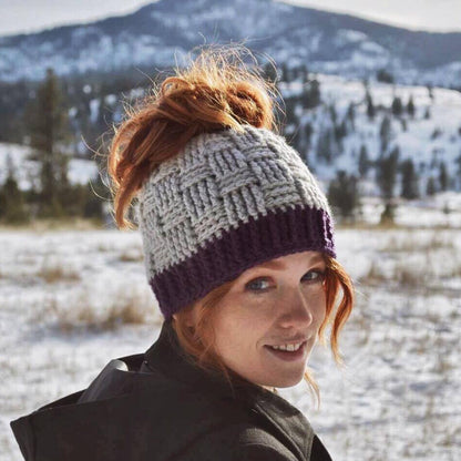 Crochet Pattern for Basket Weave Ponytail or Messy Bun Beanie Hat (DIY Tutorial) | Crochet Hat Pattern | Hat Crocheting Pattern | DIY Written Crochet Instructions
