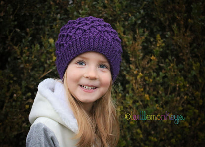 Crochet Pattern for Mini Harlequin Slouch, Ponytail, or Messy Bun Hat | Crochet Hat Pattern | Hat Crocheting Pattern | DIY Written Crochet Instructions