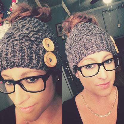 Crochet Pattern for Kaycee Ponytail or Messy Bun Beanie Hat (DIY Tutorial) | Crochet Hat Pattern | Hat Crocheting Pattern | DIY Written Crochet Instructions