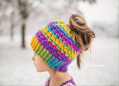 Crochet Pattern for Kaycee Ponytail or Messy Bun Beanie Hat (DIY Tutorial) | Crochet Hat Pattern | Hat Crocheting Pattern | DIY Written Crochet Instructions