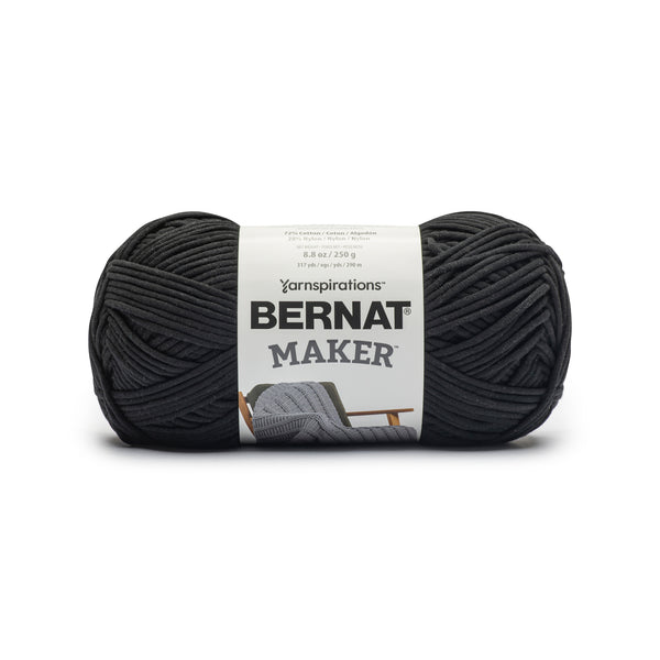 YARN:  Bernat Maker Home Dec #5 bulky weight yarn in Black (individual skeins)