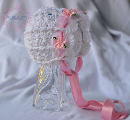 Crochet Pattern for Ashlyn Baby Bonnet | Crochet Baby Bonnet Pattern | Baby Hat Crocheting Pattern | DIY Written Crochet Instructions