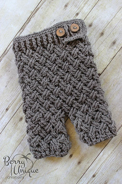 Crochet Pattern for Diagonal Weave Baby Pants | Crochet Baby Pants Pattern | Baby Pants Crocheting Pattern | DIY Written Crochet Instructions