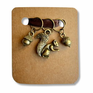 Stitch Markers: Squirrel and 2 acorns (set of 3 markers)