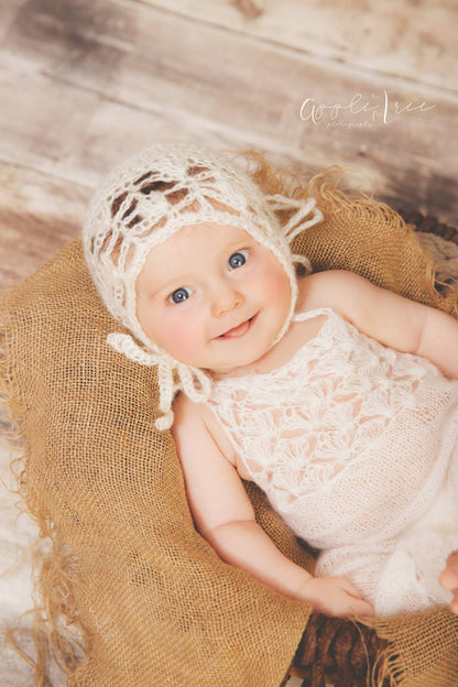 Crochet Pattern for Mohair Ella Baby Bonnet | Crochet Baby Bonnet Pattern | Baby Hat Crocheting Pattern | DIY Written Crochet Instructions