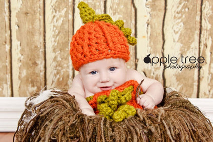Crochet Pattern for Halloween Chunky Pumpkin Beanie Hat and Baby Cocoon | Crochet Pumpkin Cocoon Pattern | Baby Cocoon Crocheting Pattern | DIY Written Crochet Instructions