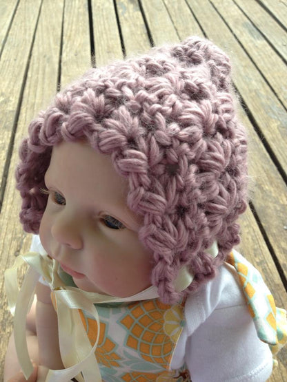 Crochet Pattern for Star Stitch Pixie Bonnet | Crochet Baby Bonnet Pattern | Baby Hat Crocheting Pattern | DIY Written Crochet Instructions