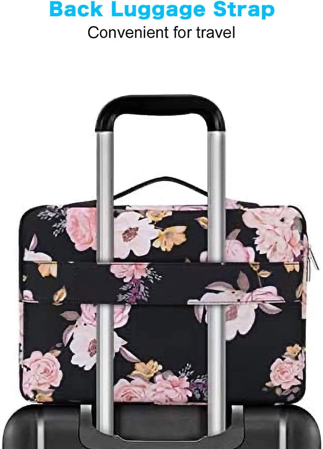 LAPTOP CASE:  Protective Laptop Sleeve Compatible with MacBook Air 13 inch Laptop, Peony Bag with Belt, Black