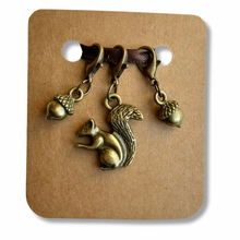 Load image into Gallery viewer, Stitch Markers: Squirrel and 2 acorns (set of 3 markers)
