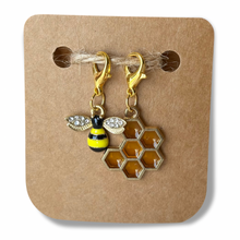 Load image into Gallery viewer, Stitch Markers: Bee and Honeycomb (set of 2 markers)
