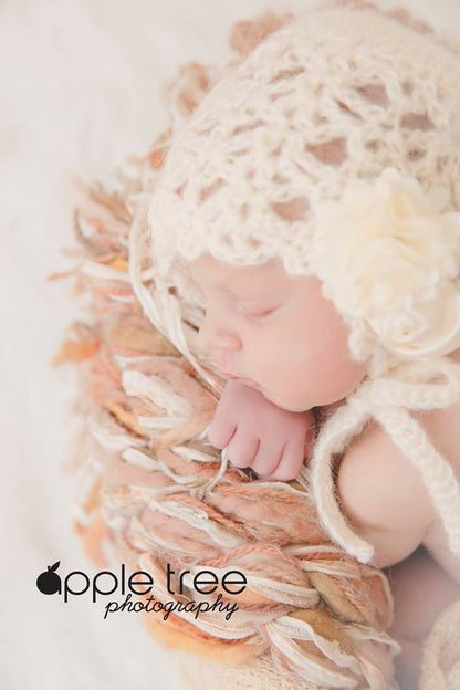 Crochet Pattern for Chantilly Baby Bonnet | Crochet Baby Bonnet Pattern | Baby Hat Crocheting Pattern | DIY Written Crochet Instructions