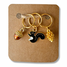 Load image into Gallery viewer, Stitch Markers: Squirrel, Acorn and Pinecone (set of 3 markers)
