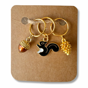 Stitch Markers: Squirrel, Acorn and Pinecone (set of 3 markers)