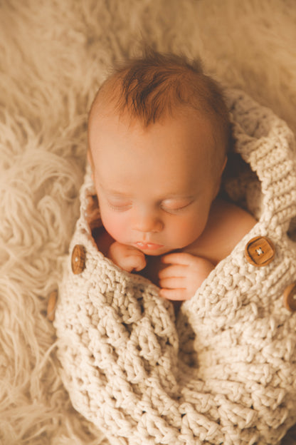 Crochet Pattern for Windchill Hooded Button Up Baby Cocoon | Crochet Hooded Cocoon Pattern | Baby Cocoon Crocheting Pattern | DIY Written Crochet Instructions