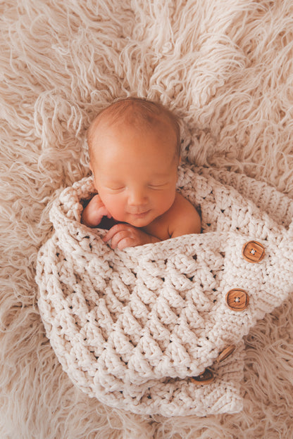 Crochet Pattern for Windchill Hooded Button Up Baby Cocoon | Crochet Hooded Cocoon Pattern | Baby Cocoon Crocheting Pattern | DIY Written Crochet Instructions