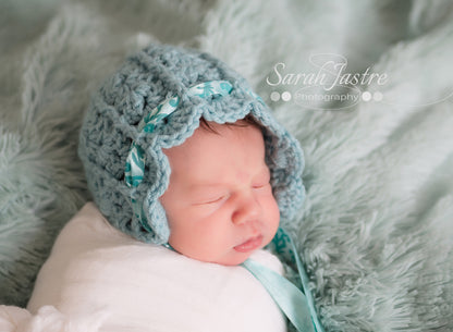 Crochet Pattern for Ashlyn Baby Bonnet | Crochet Baby Bonnet Pattern | Baby Hat Crocheting Pattern | DIY Written Crochet Instructions