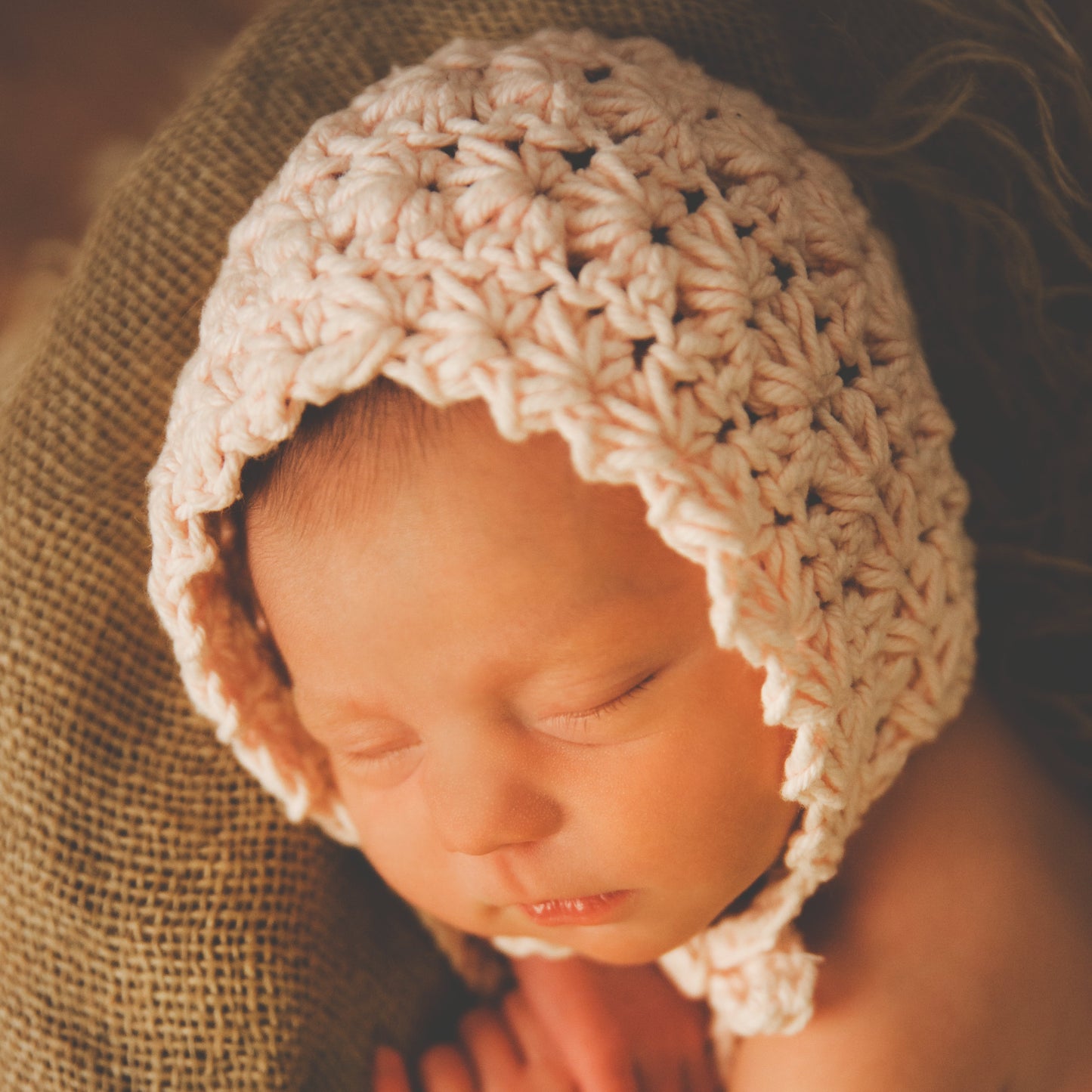 Crochet Pattern for Vintage Star Baby Bonnet | Crochet Baby Bonnet Pattern | Baby Hat Crocheting Pattern | DIY Written Crochet Instructions