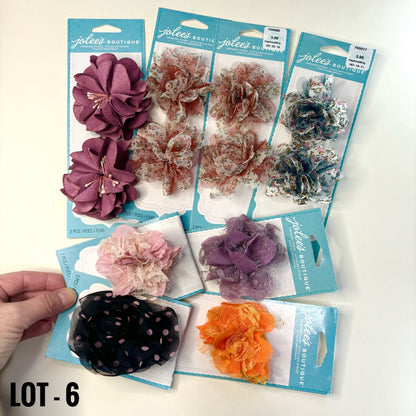 FABRIC FLOWERS:  Assorted colors and sizes (with and without clips/pins)